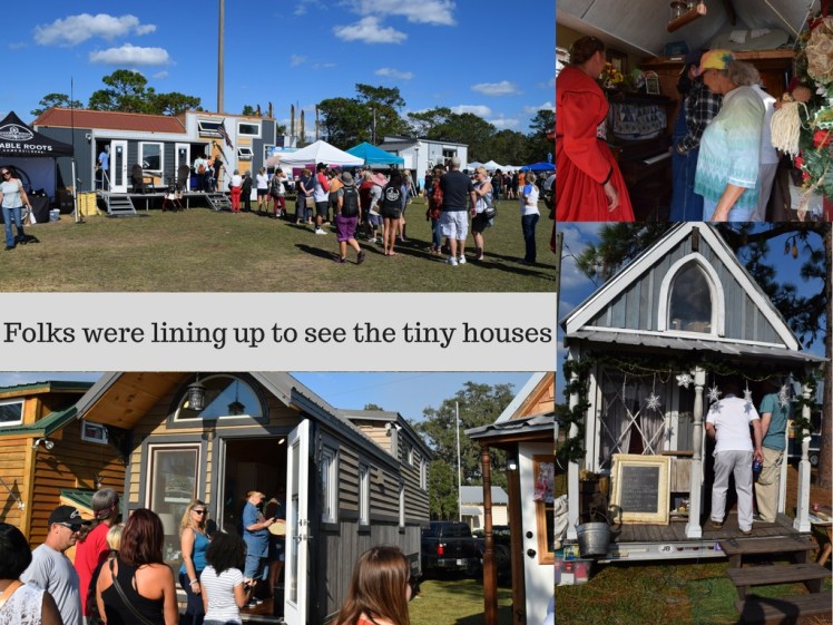 Folks were lining up to see the tiny houses