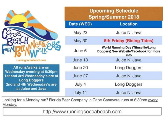 Cocoa Beach fun runners schedule