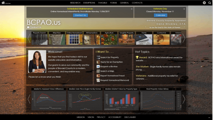 Screen shot of the Brevard County property appraiser site BCPAO.us