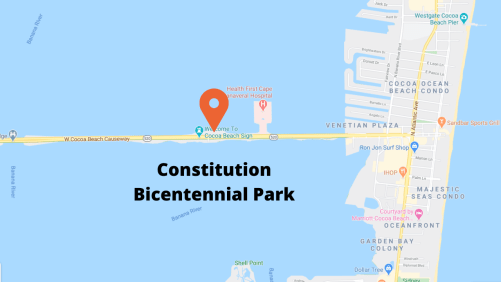 Google map view Bicentennial Park Cocoa Beach