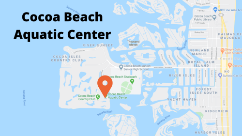 Google map view of the Cocoa Beach Aquatic Center