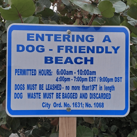 Cocoa Beach dog friendly beach sign