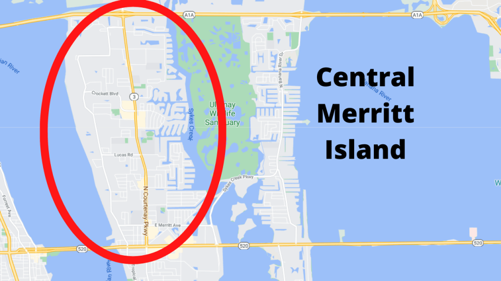 Google maps view of central Merritt Island Florida