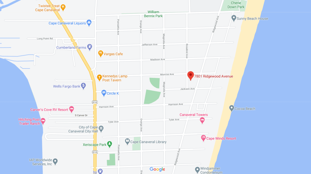 map view of Cape Canaveral and Morgan Manor