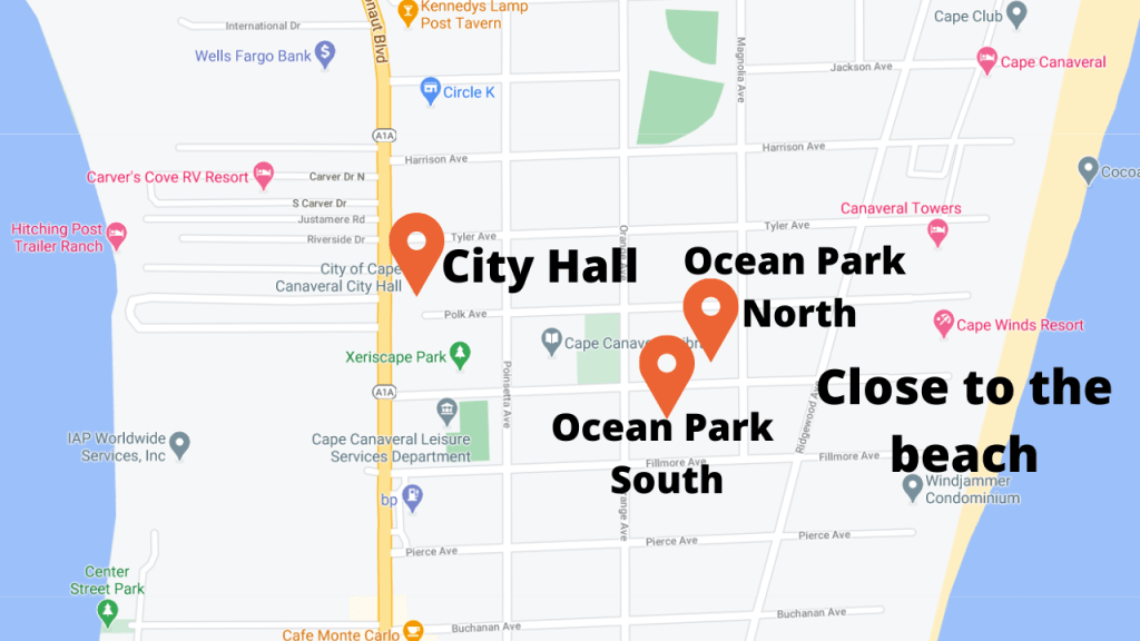 Map view of Ocean Park North and Ocean Park South. Located near city hall and the beaches.