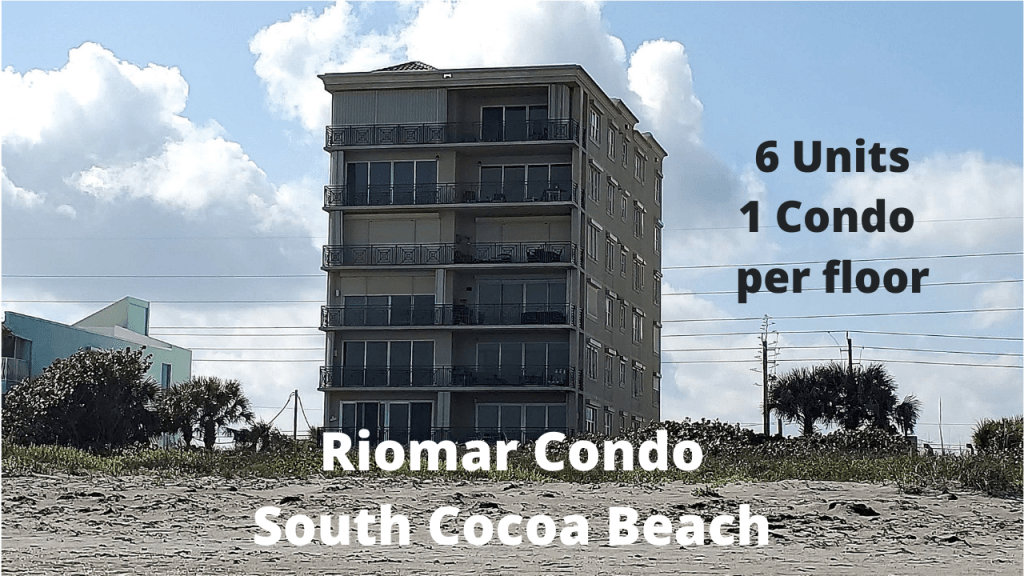 Beach view of the RIOMAR Condo in South Cocoa Beach
