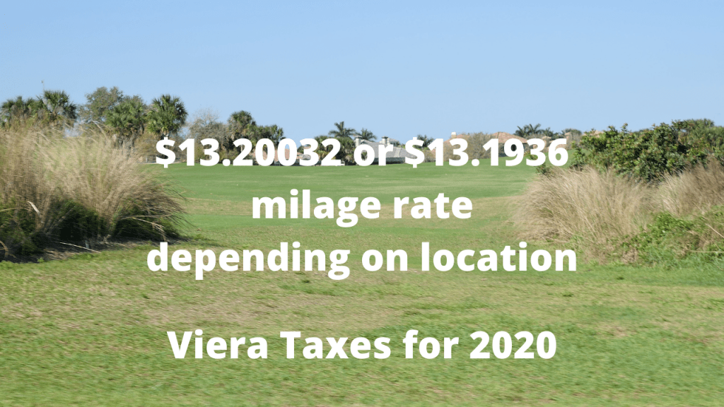 Golf course view with text overlay with the milage rates for Viera
