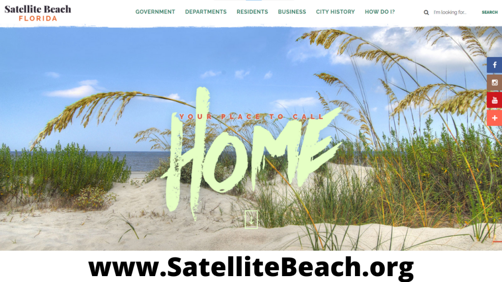 screenshot of the Satellite Beach website. Your place to call home.