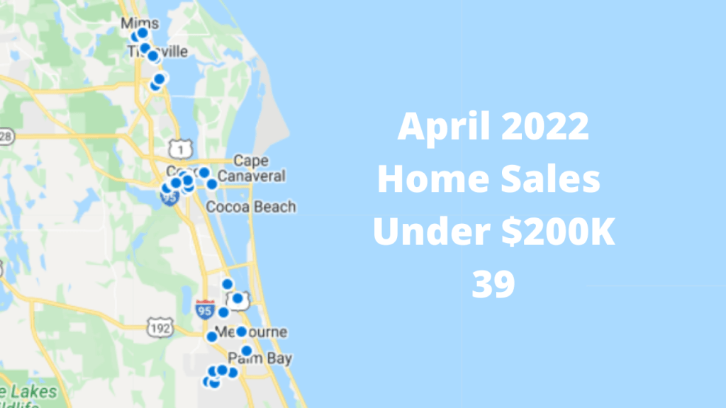 Map view showing where the under $200K home sales occured in April 2022