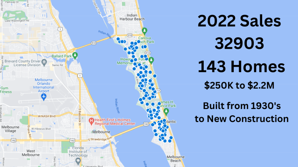 Map view showing the home sales for 2022 in the 32903