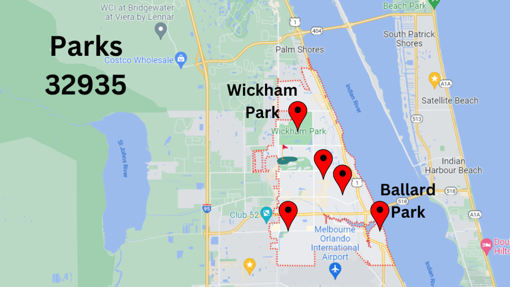 map view of the parks in the 32935