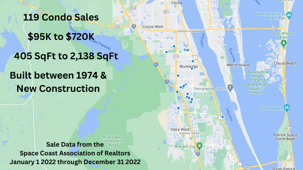 Map view showing the condo sales for the 32955