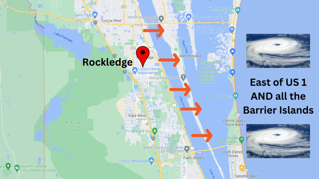 map view showing the mandatory evacuation areas.