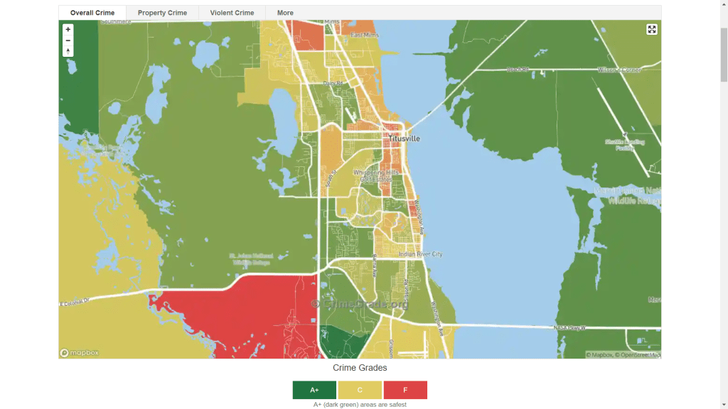 Crimegrade.org screenshot of Titusville Florida