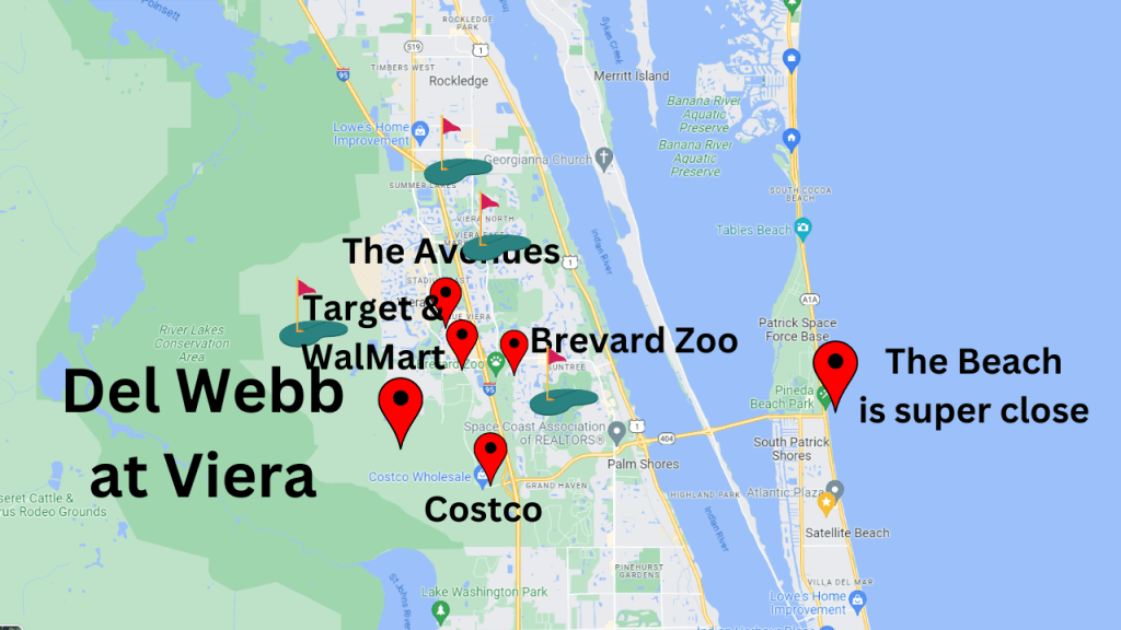 Map view showing the location of Del Webb Viera and how close it is to everything