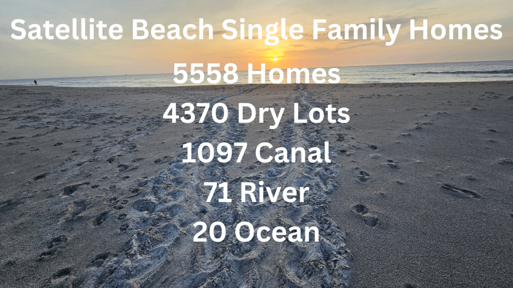 sunrise photo with text overlay with a breakdown of the single family homes in Satellite Beach