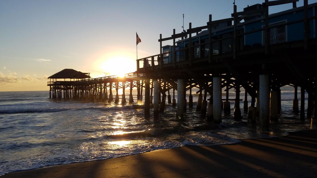 The Cocoa Beach Pier at sunrise