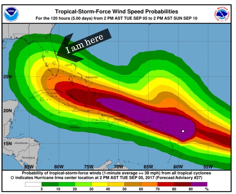 graphic showing the winds from an approaching hurricane