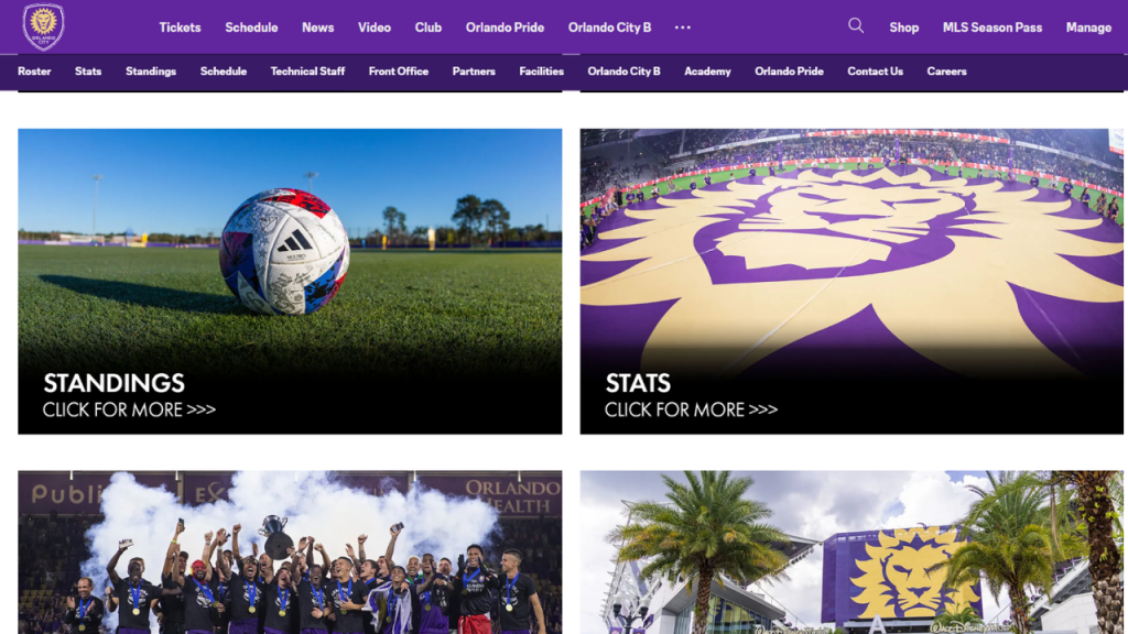 The Orlando City Soccer website