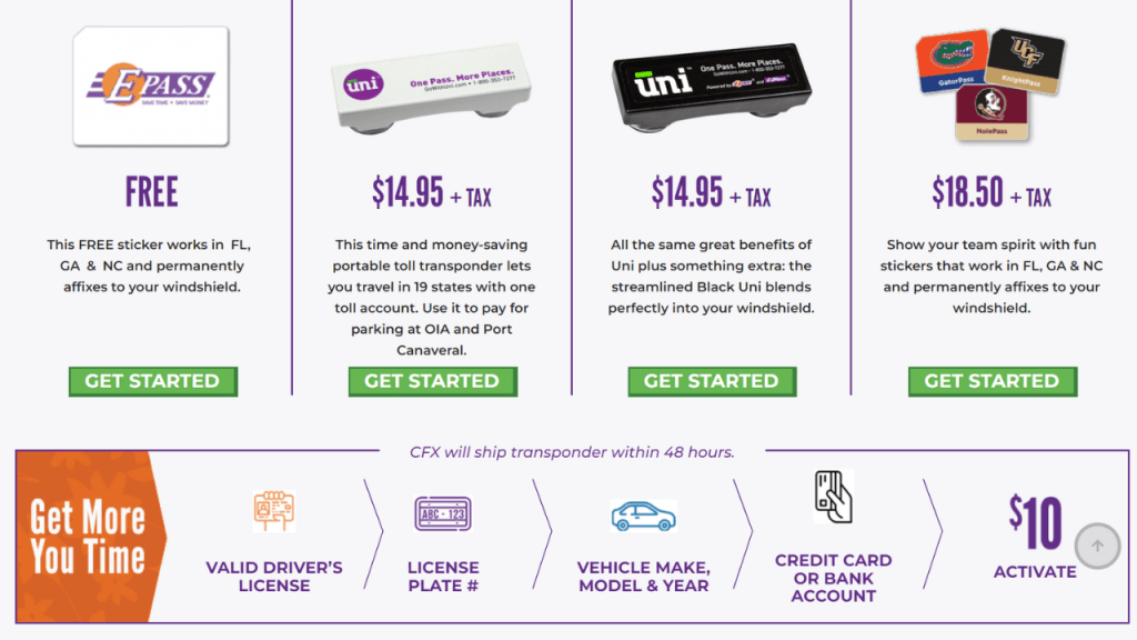 E-Pass transponder costs September 2023