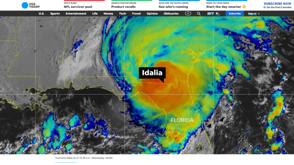 Hurricane Idalia radar hitting the big Bend in Florida