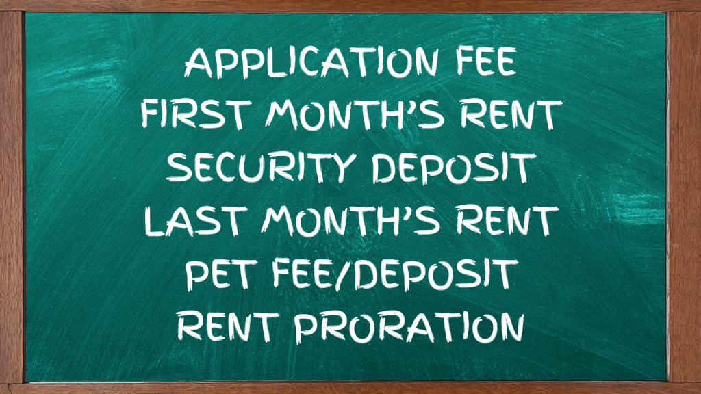 what you will need to pay for prior to moving in.