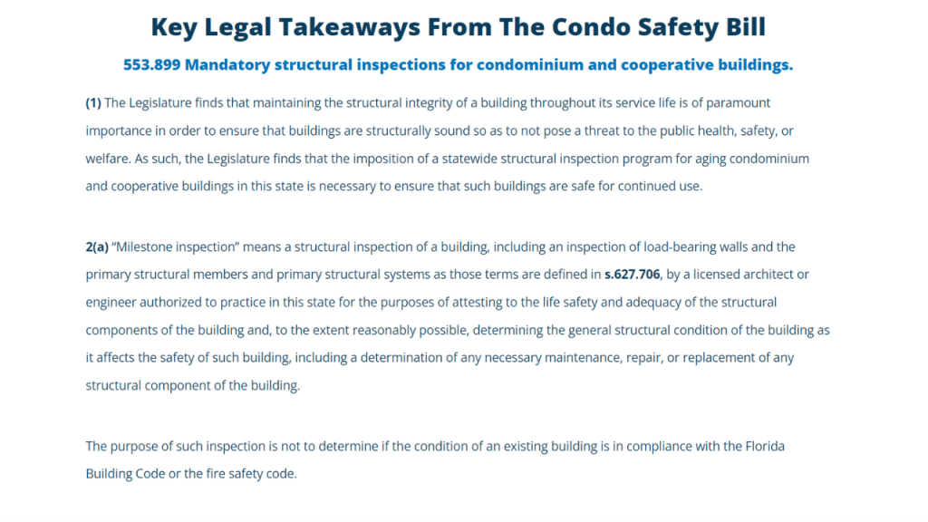 Overview of the condo safety bill
