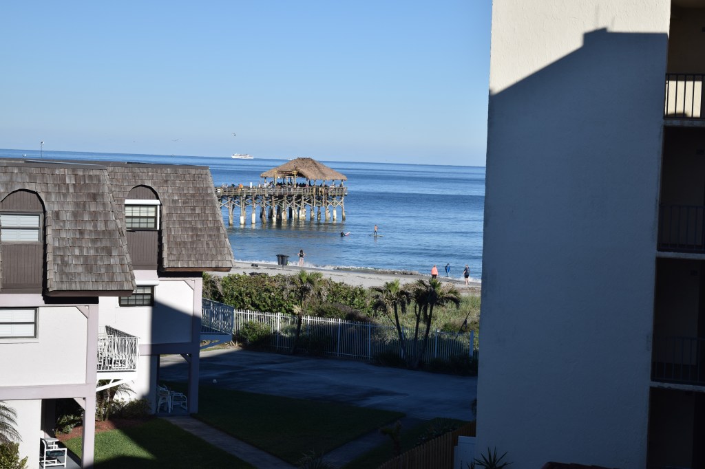 Side view of the ocean and Cocoa Beach Pier
