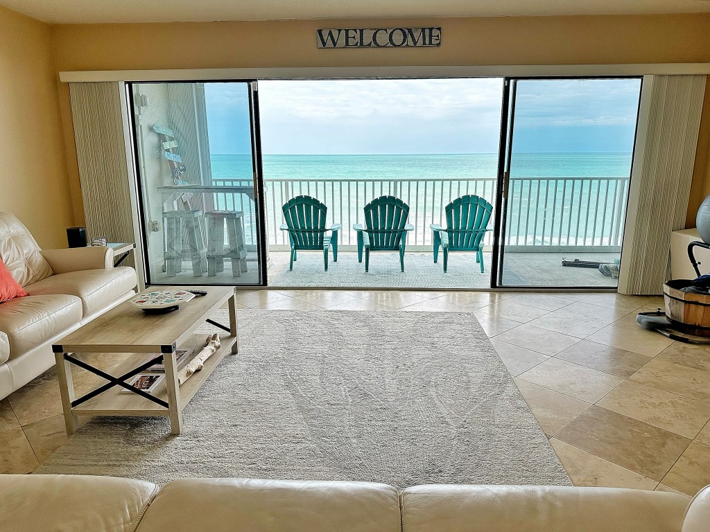 Ocean view from the dining area of this oceanfront condo
