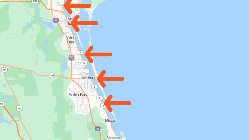 map showing the east side of the mainland could be within 3 miles of the coast