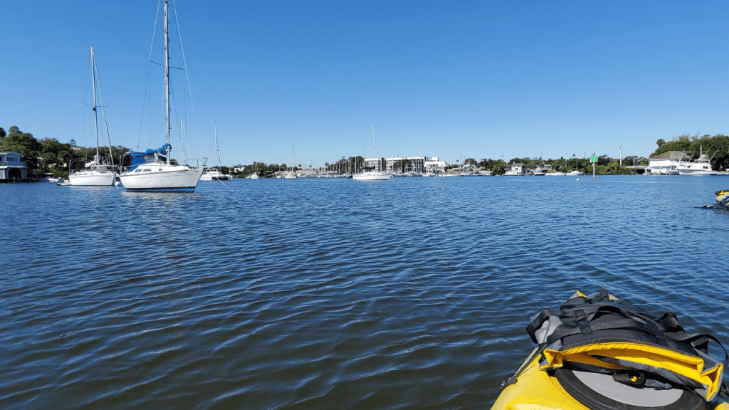 View of kayaking on the Eau Gallie River