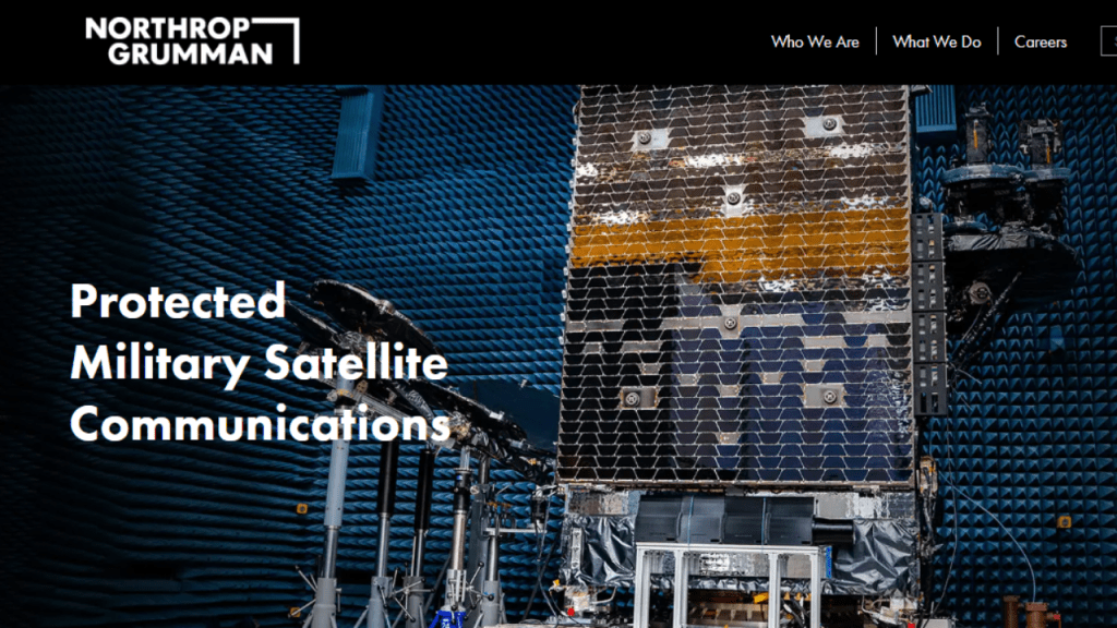screenshot of Northrop Grumman's web page