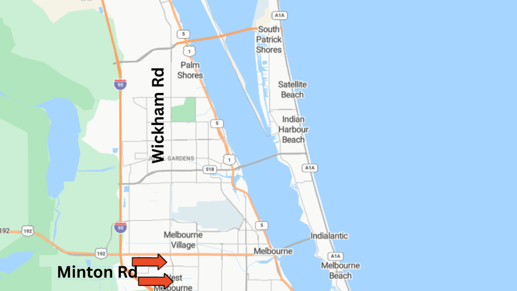 map of Melbourne showing Wickham Rd and pointing out where Wickham becomes Minton Rd