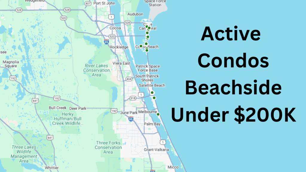 map view of the active condos in our beachside communities under $200K
