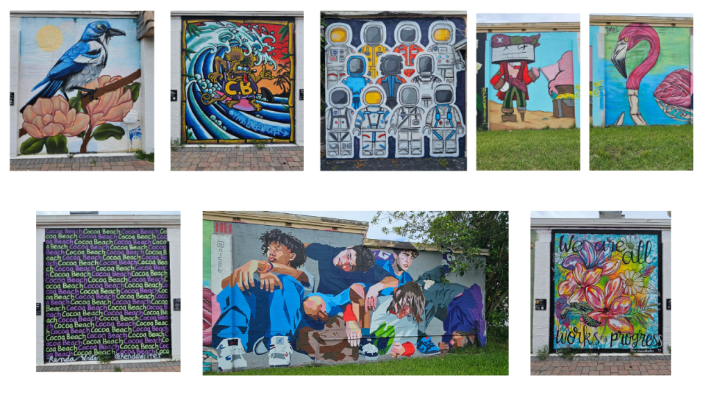 A selection of murals in downtown cocoa beach