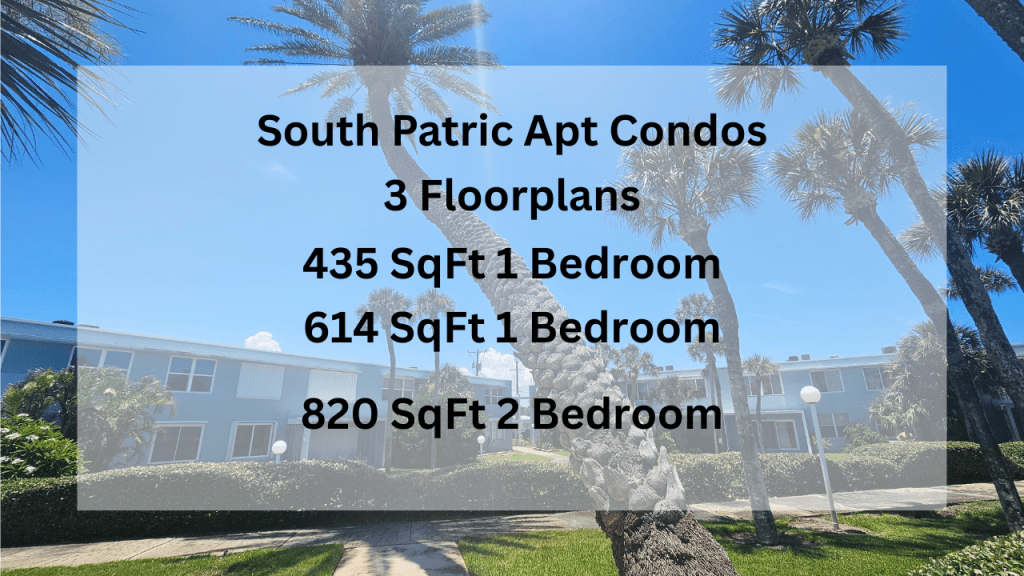 South Patric Apt Condo photo with text overlay showing the size of the condos in the complex