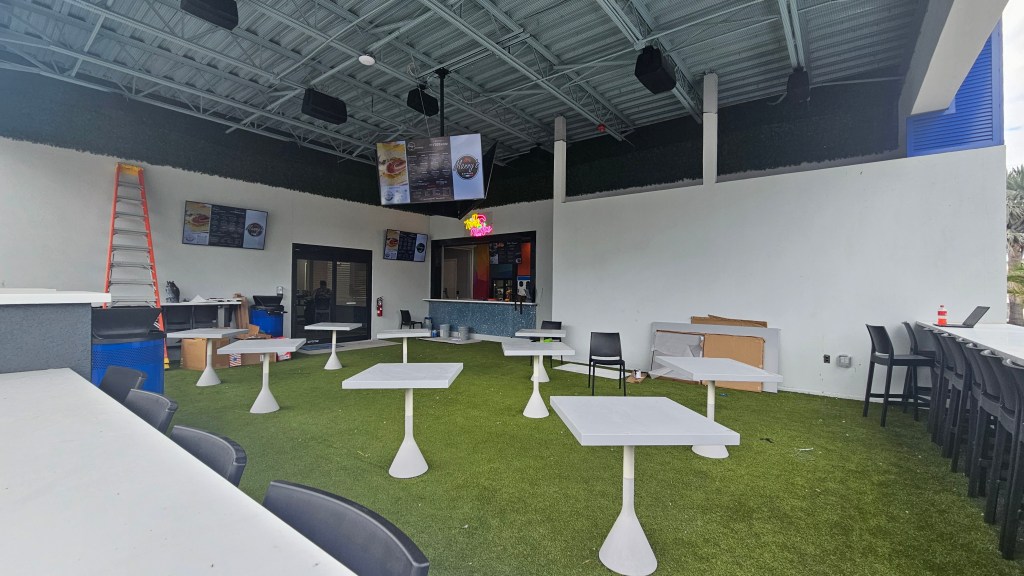 covered seating at downtown destination foodhall in Cocoa beach opening soon