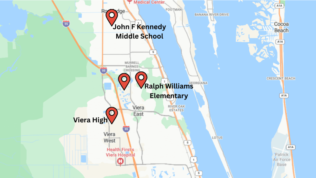 Map showing location of the schools