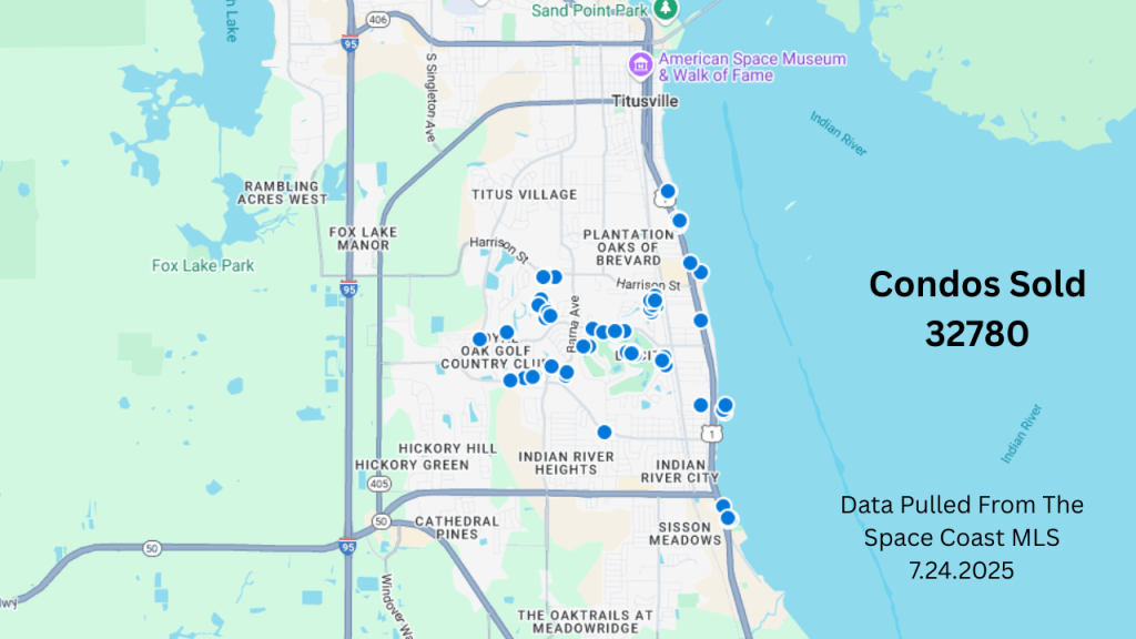map showing the location of the condo sales the last 12 months