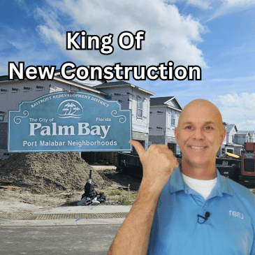construction in the background with text overlay that Palm Bay is the king of new construction