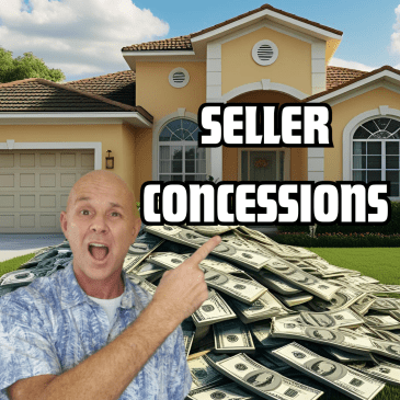 Eric is pointing to a pile of money in a front yard with the text Seller Concessions over it