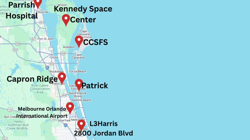 Map showing the proximity of Carpon Ridge to the larger employers in the area