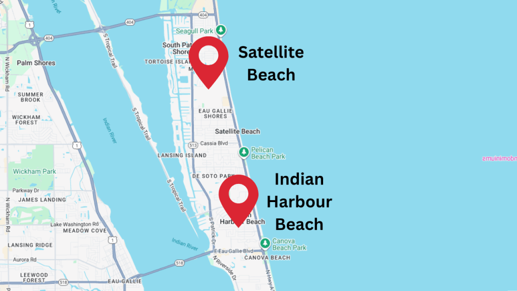map view showing the 2 cities in the 32937