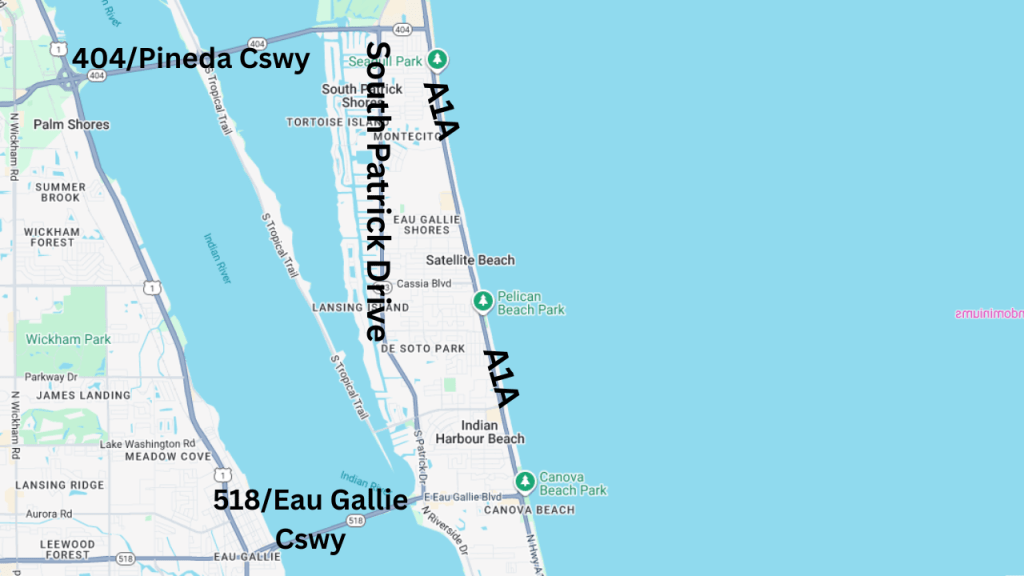 map view showing the main roads in the 32937