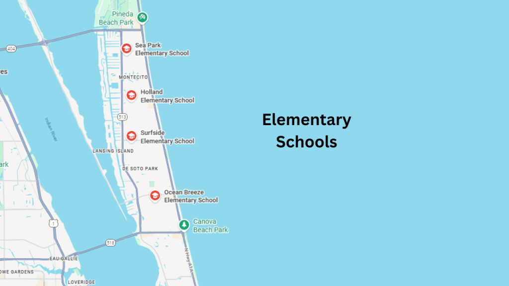 map showing the elementary schools for the 32937