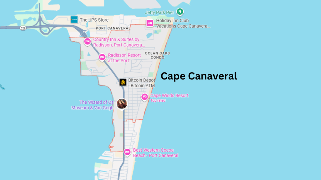 map view of Cape Canaveral