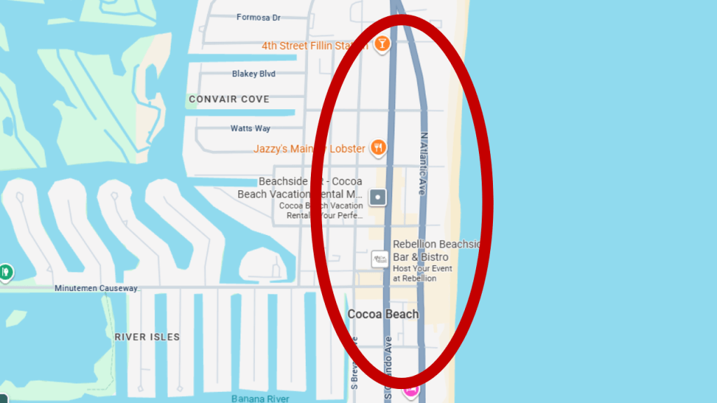 dowtown cocoa beach map