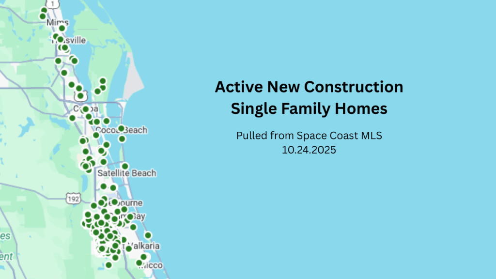 map showing the active single family homes that are new construction in our MLS