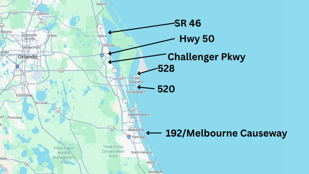 These 95 exits connect to Sanford, Orlando or Kissimmee