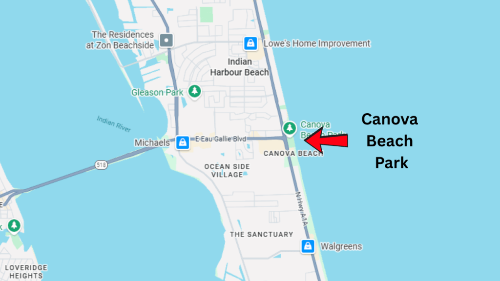 Map showing Canova Beach
